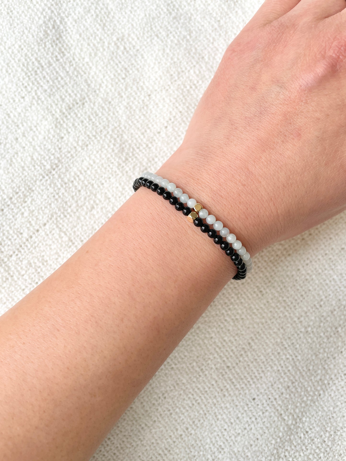 The Power Stack – Amazonite & Black Onyx Bracelet Set