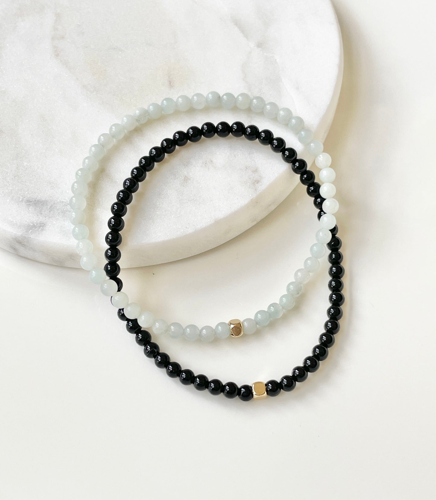 The Power Stack – Amazonite & Black Onyx Bracelet Set