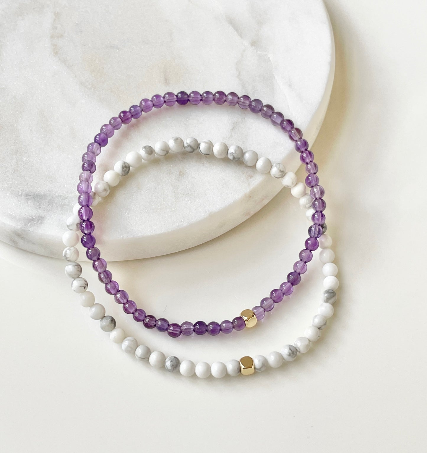 The Calm Ritual Set – Howlite & Amethyst Duo
