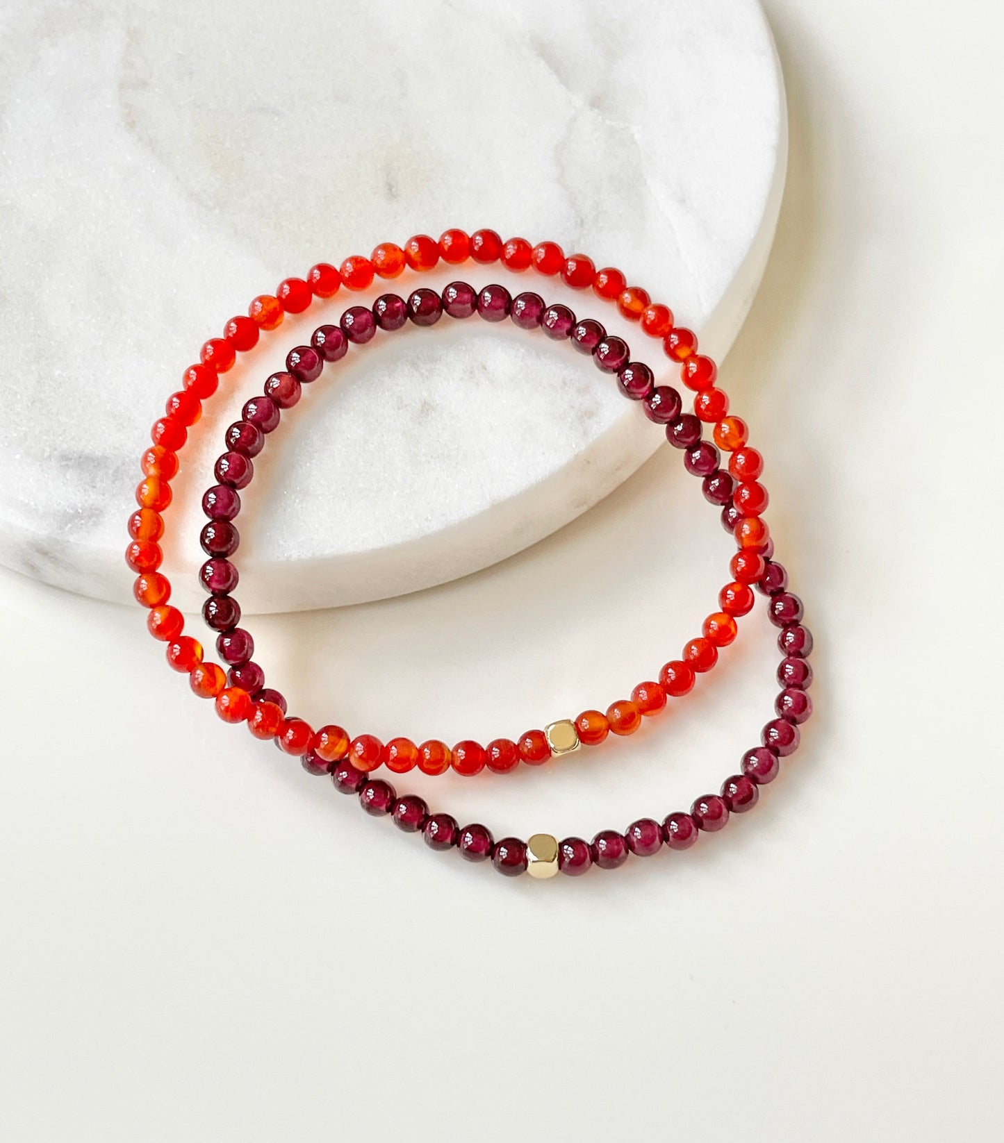 The Vitality Duo – Garnet & Carnelian Bracelet Set