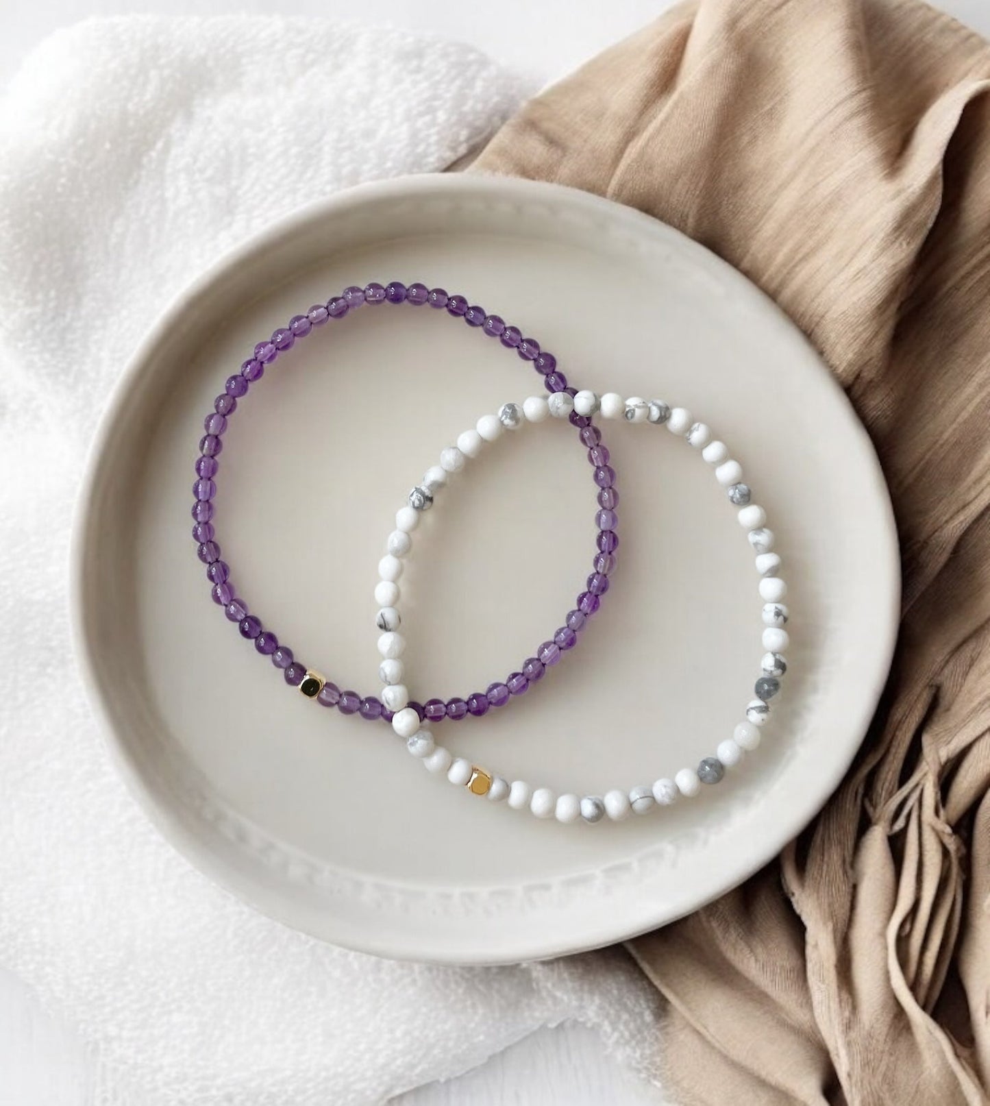 The Calm Ritual Set – Howlite & Amethyst Duo