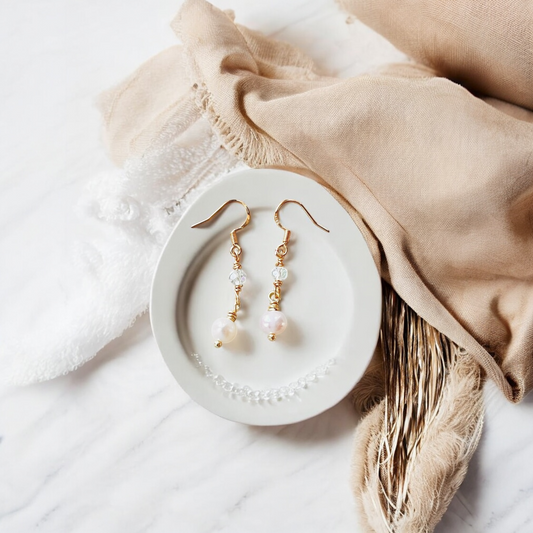 The Elara Earrings – Freshwater Pearl & Crystal