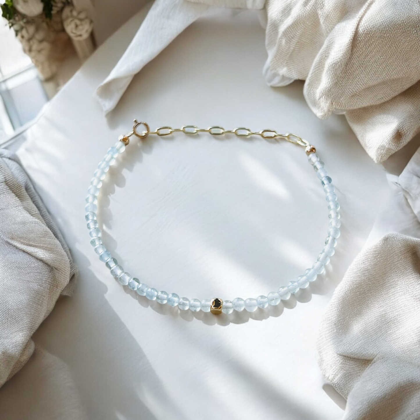 The Flow State Bracelet – Aquamarine & Gold-Filled