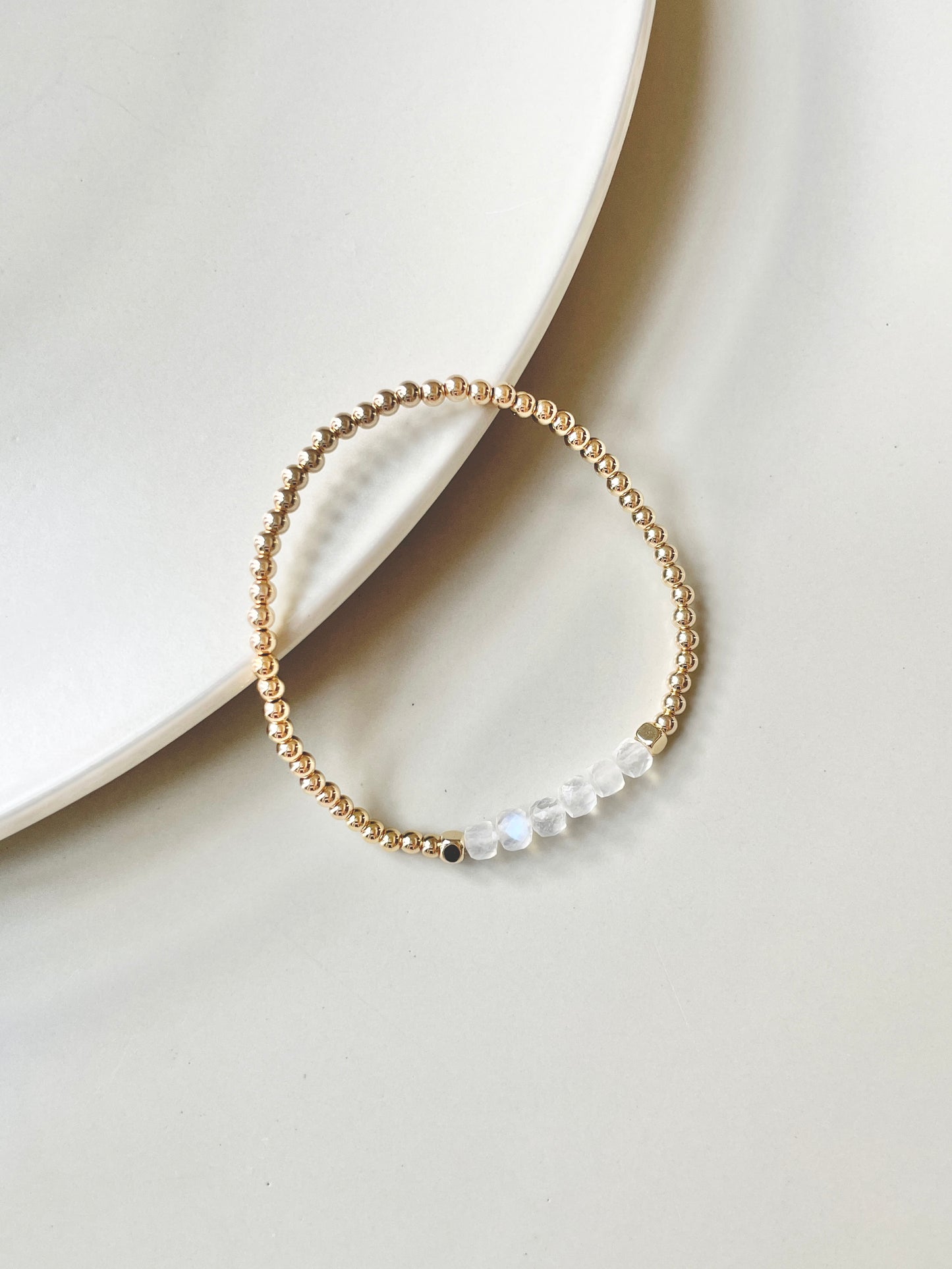 Dainty Gold Filled Bracelet With Moonstone, For Balance