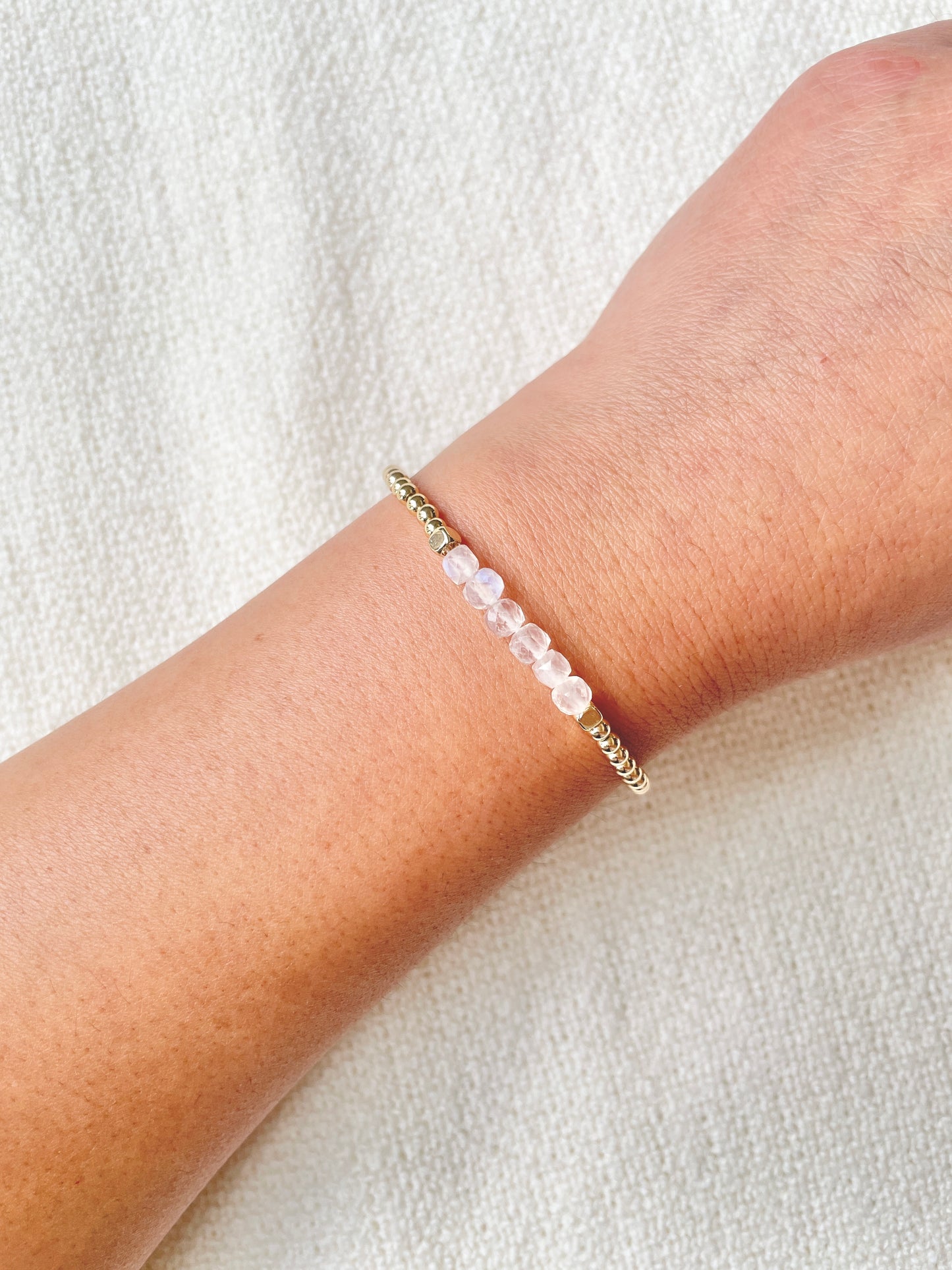 Dainty Gold Filled Bracelet With Moonstone, For Balance