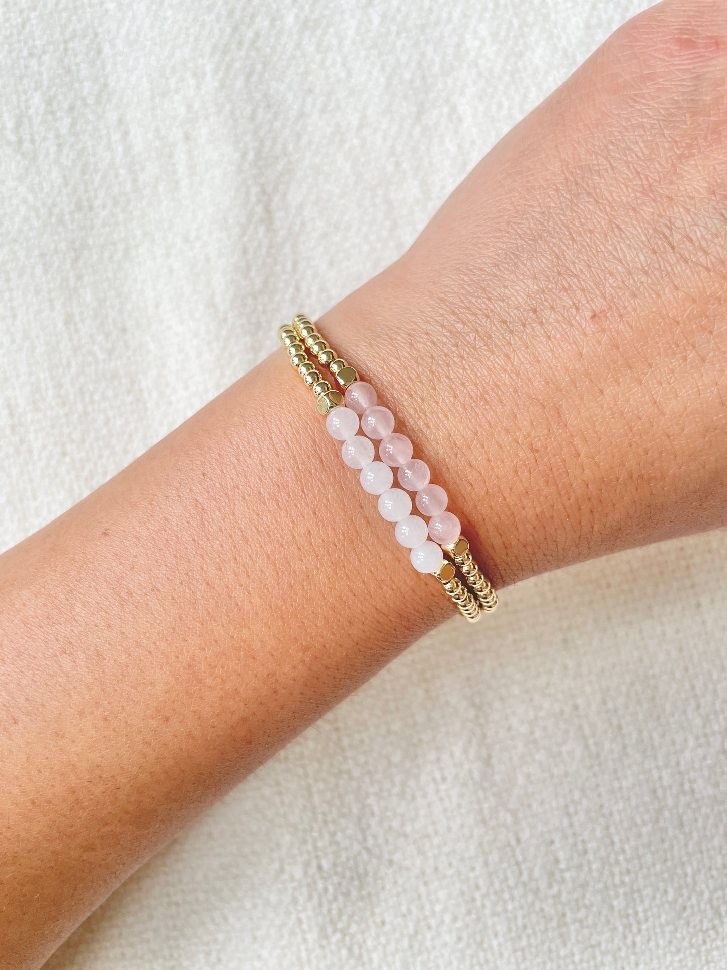 Dainty Gold Filled Bracelet With White Jade, For Harmony