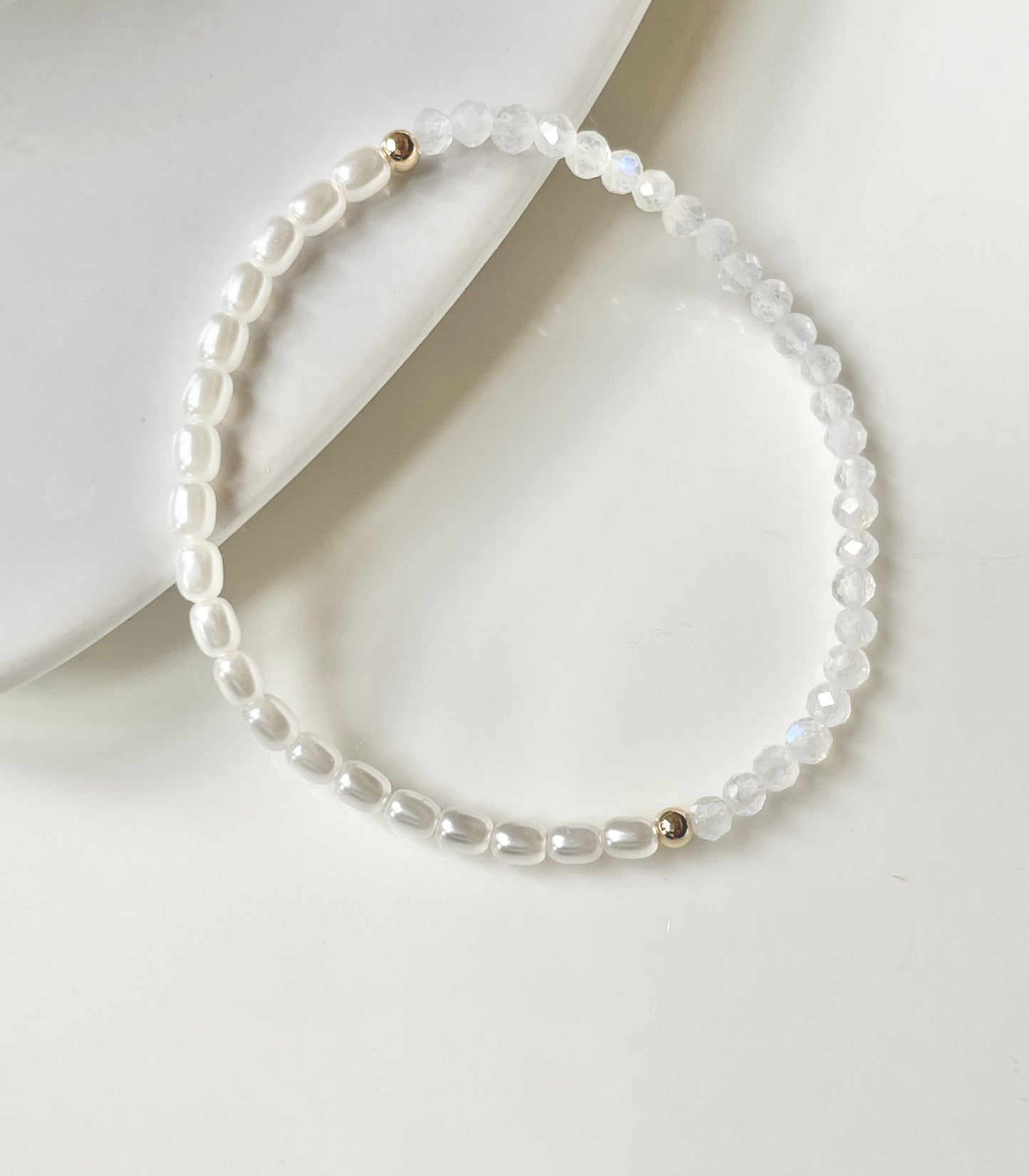 Dainty Mother of Pearl and Moonstone Bracelet