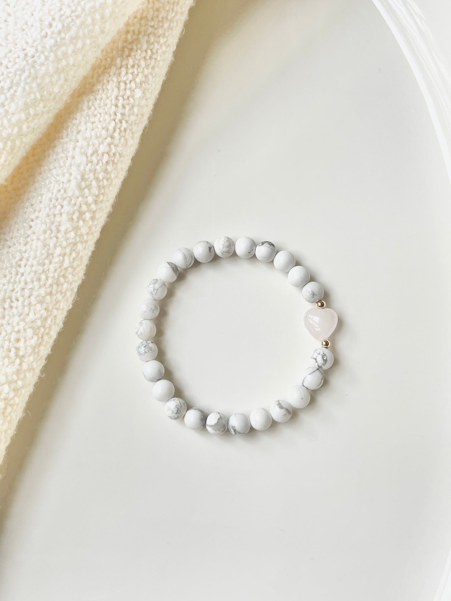 Howlite & Rose Quartz Statement Bracelet