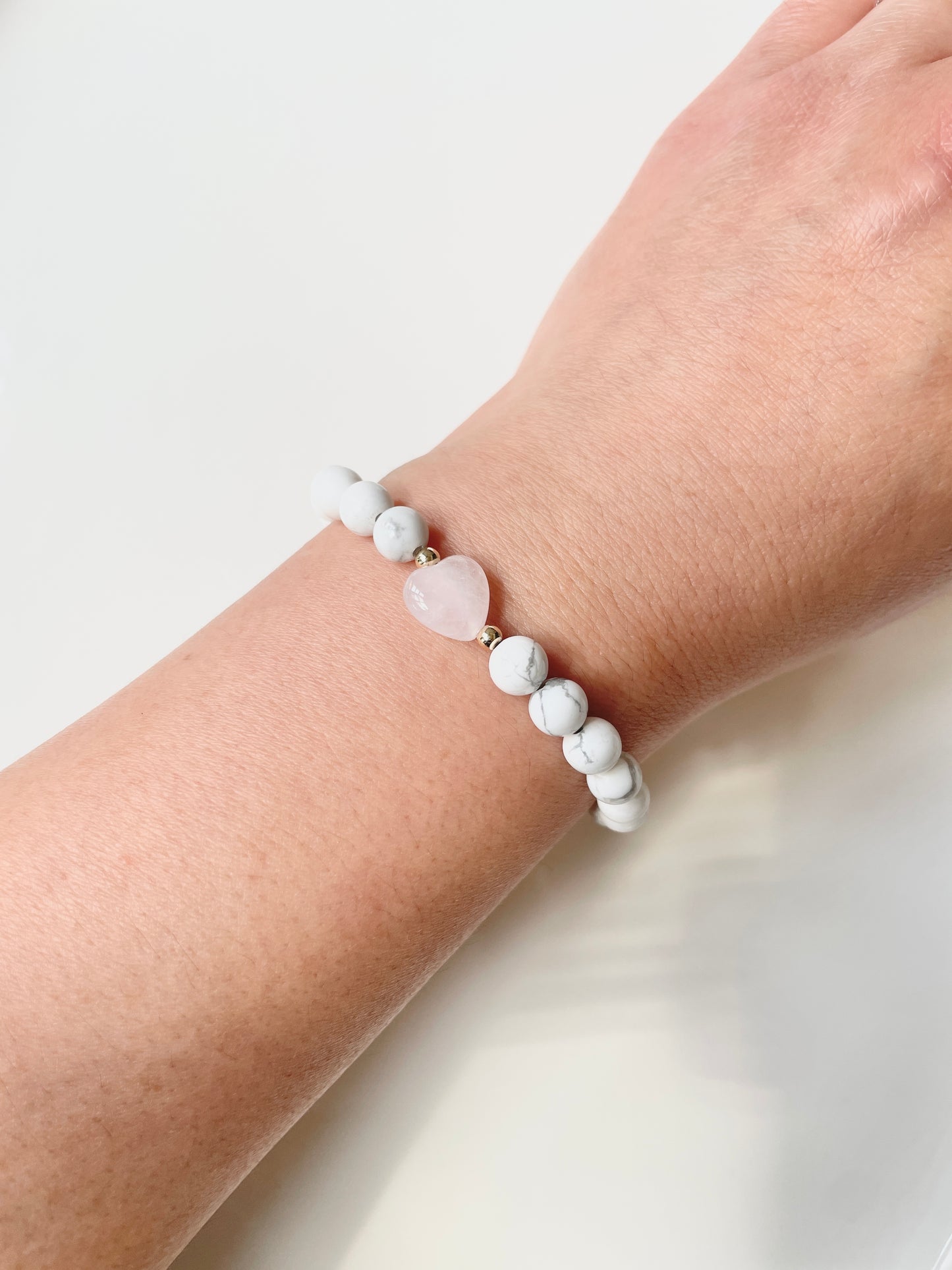 Howlite & Rose Quartz Statement Bracelet