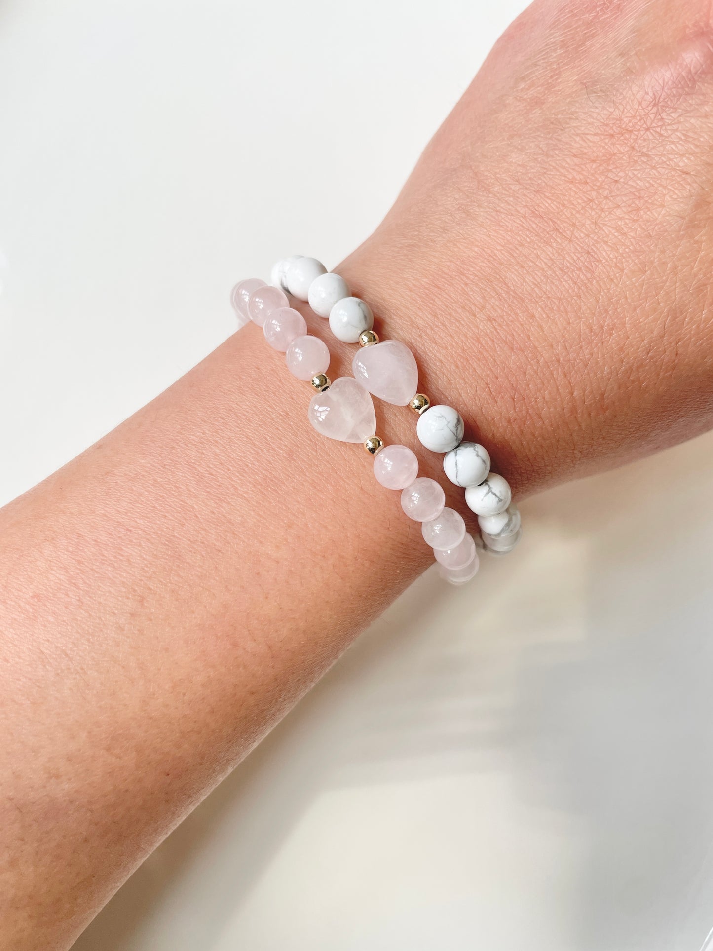 Howlite & Rose Quartz Statement Bracelet