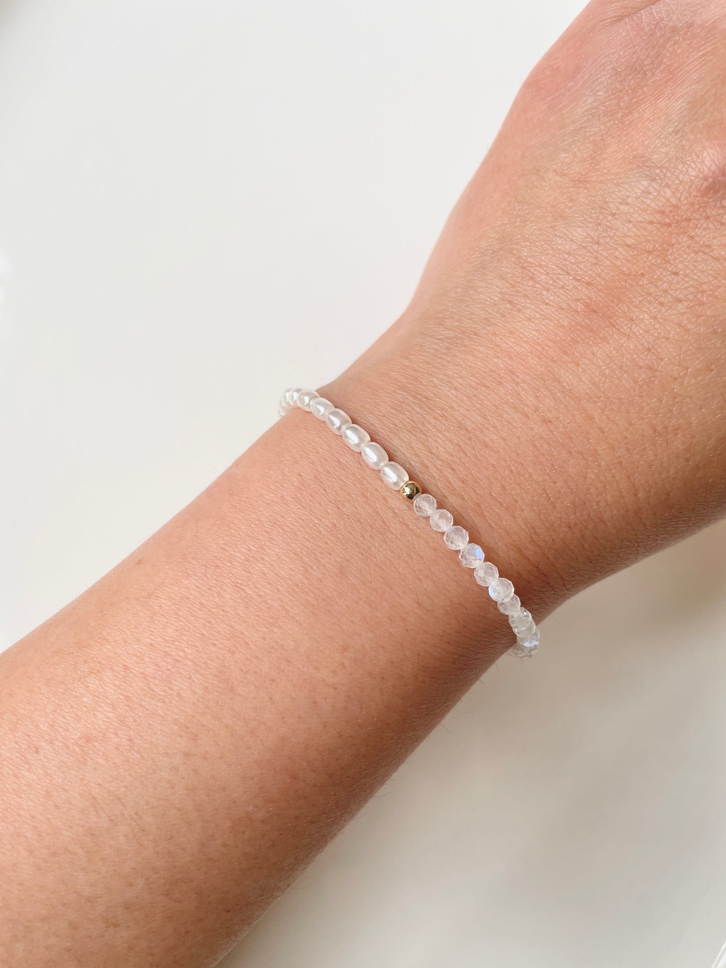 Dainty Mother of Pearl and Moonstone Bracelet