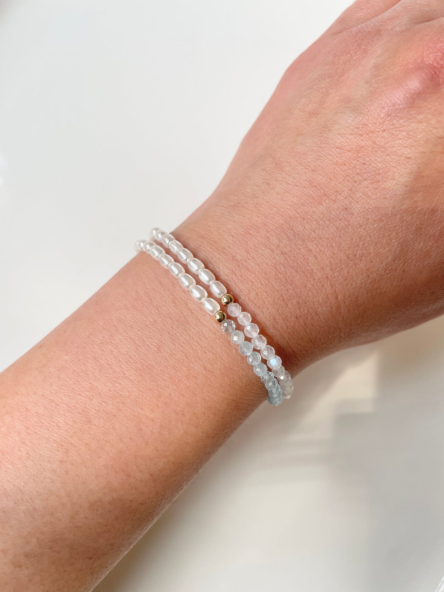 Dainty Mother of Pearl and Moonstone Bracelet