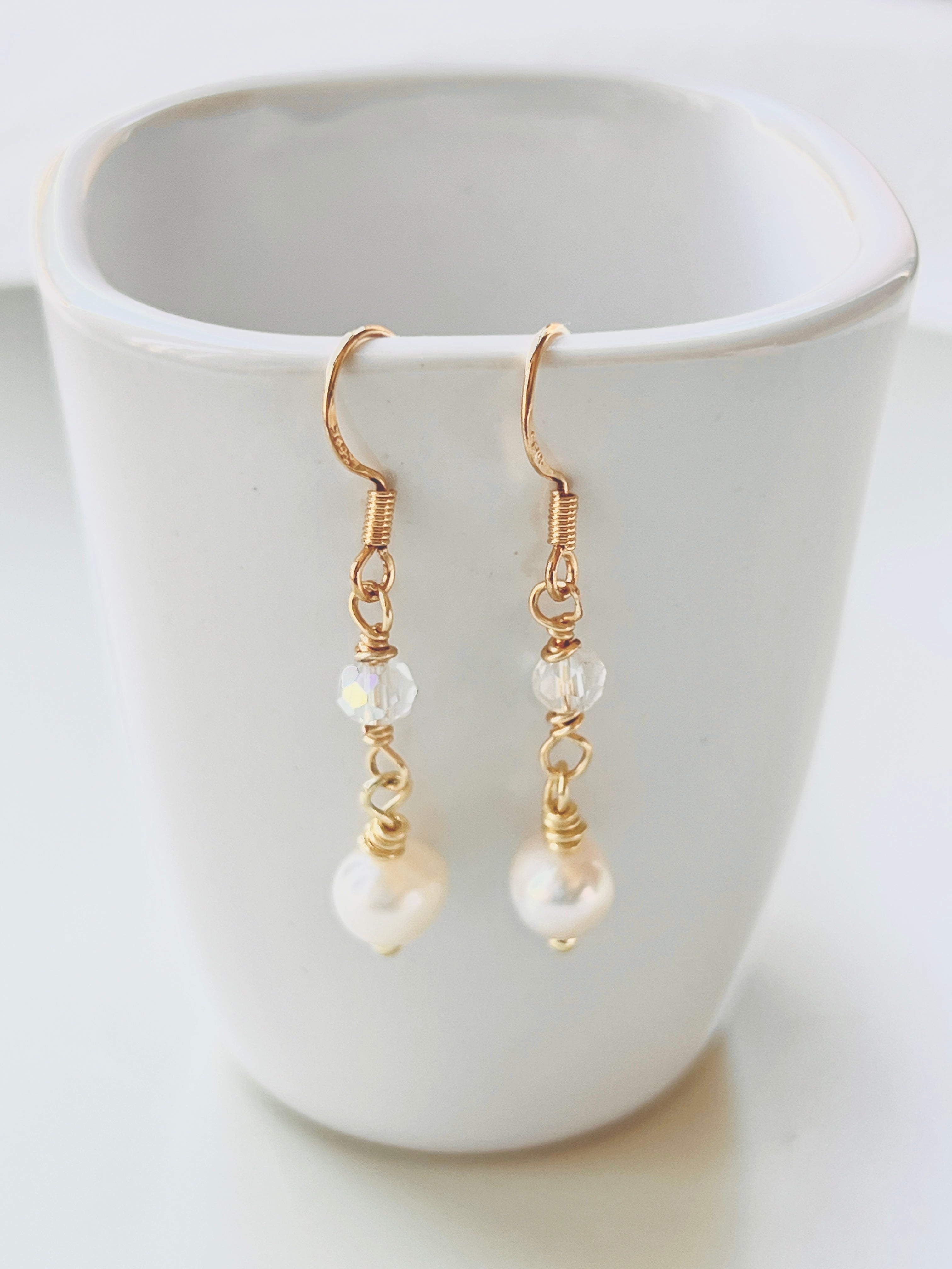 Freshwater Pearl and Crystal Earrings Fable Stones