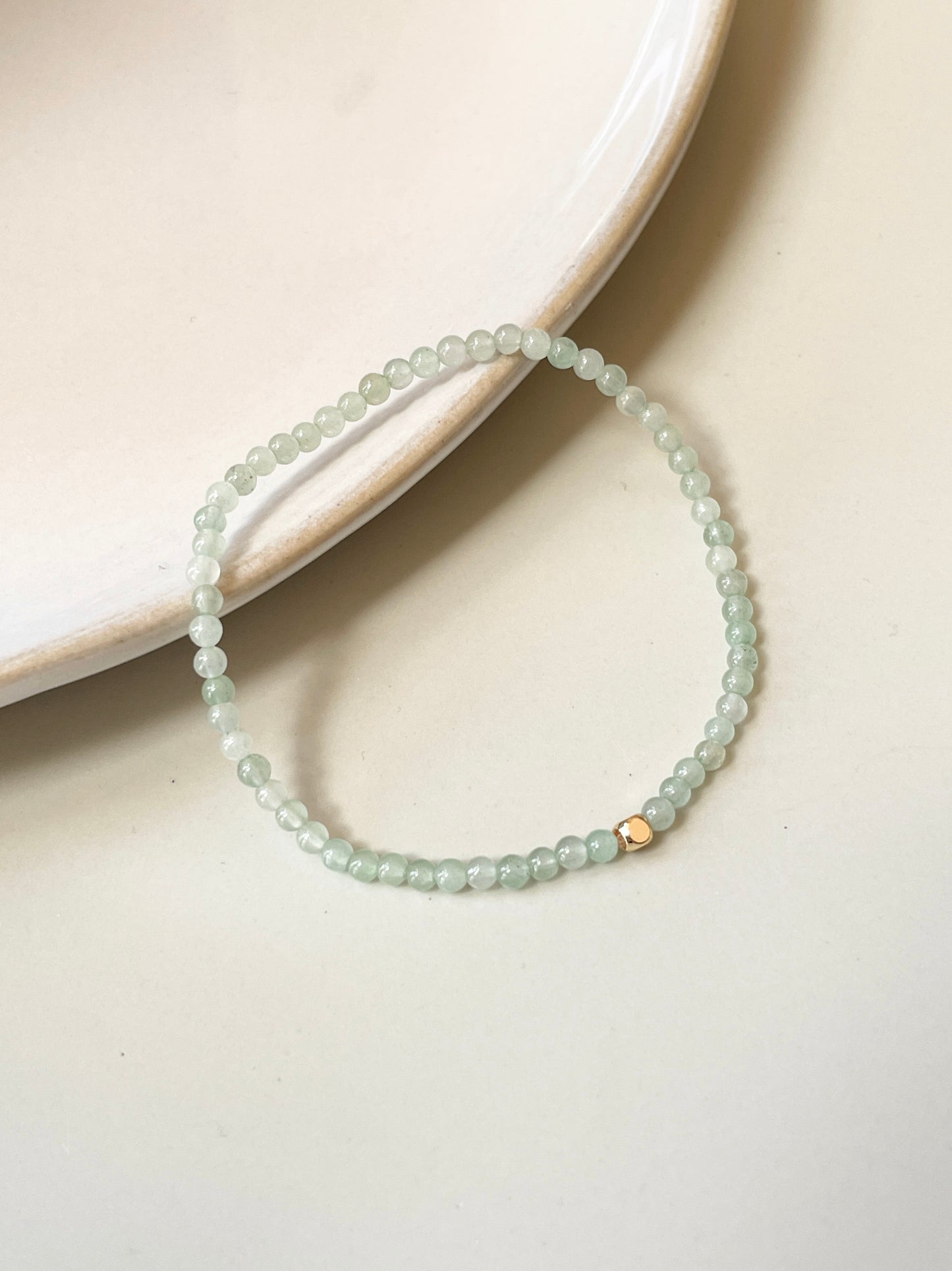 Dainty Aventurine Bracelet, Single Gold Accent, For Wealth