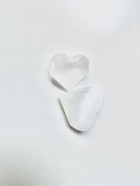 The Cleansing Heart Stone – Polished Selenite Palm Stone
