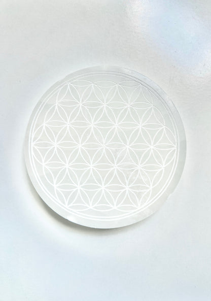 Flower of Life - Selenite Charging Plate
