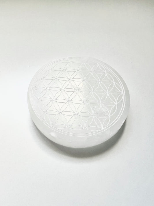 Flower of Life - Selenite Charging Plate