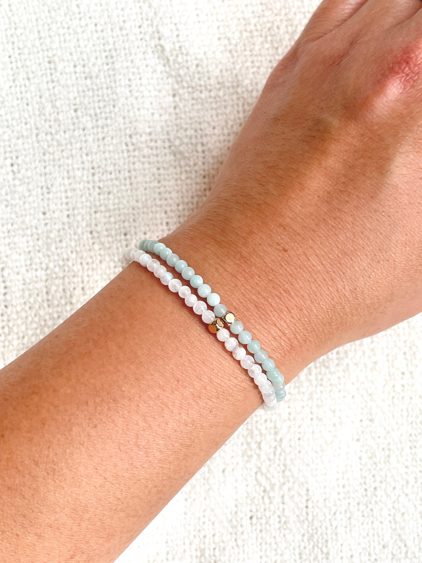 Dainty Amazonite Bracelet, Single Gold Accent, For Confidence