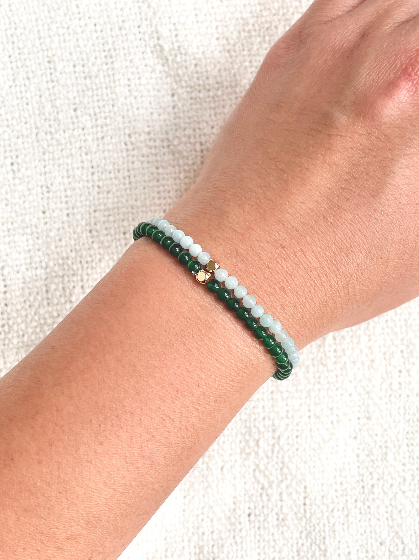 Dainty Amazonite Bracelet, Single Gold Accent, For Confidence