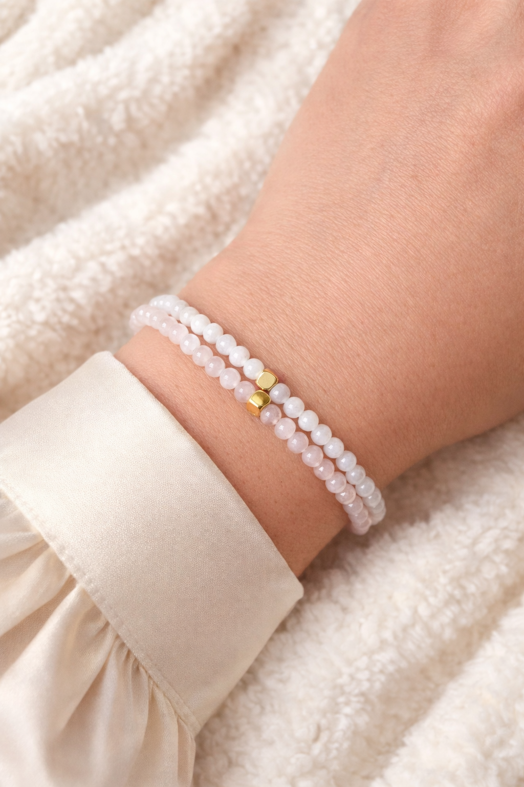 Rose Quartz & Moonstone Bracelet Duo Fable Stones