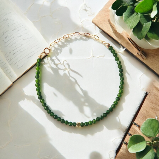 The Vital Wellbeing Ritual Bracelet – Green Jade & Gold-Filled
