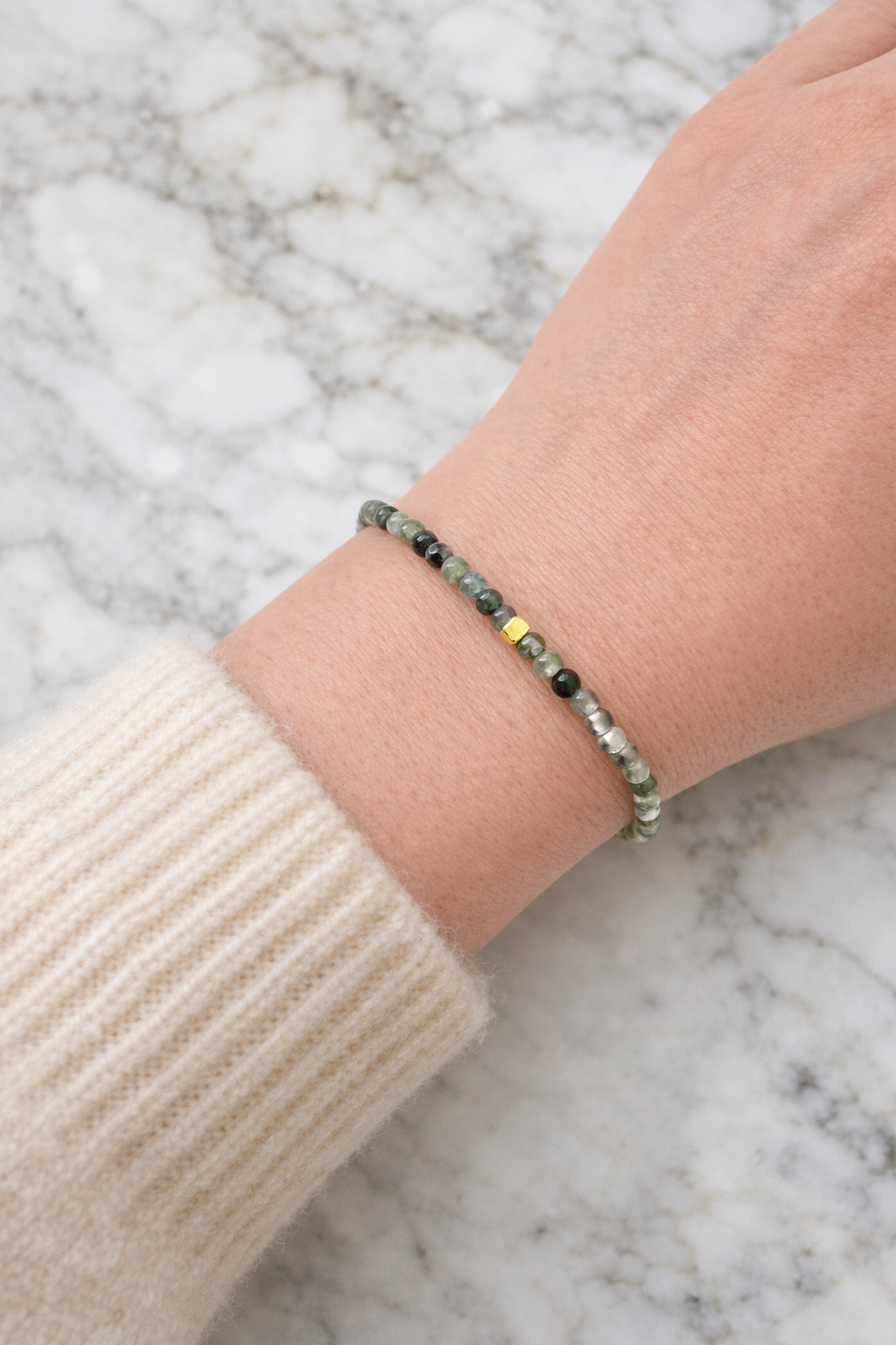 Moss Agate and Gold-Filled Bracelet Fable Stones