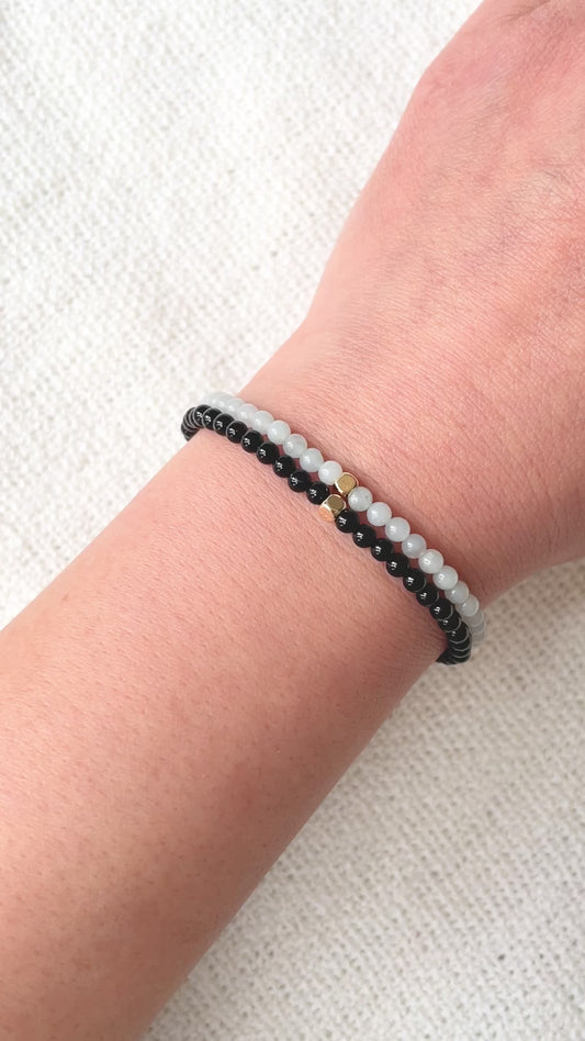 The Power Stack – Amazonite & Black Onyx Bracelet Set