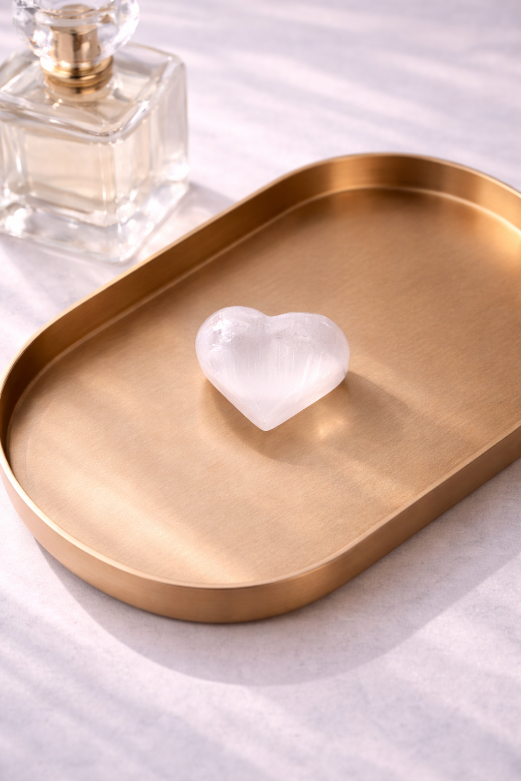 The Cleansing Heart Palm Stone – Polished Selenite Stone Fable Stones